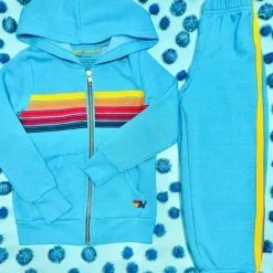 5 STRIPE NEON ZIP UP HOODIE