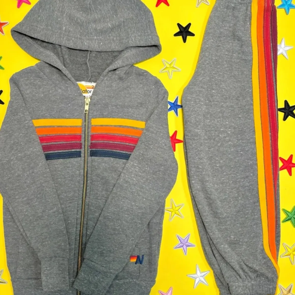 5 STRIPE ZIP UP HOODIE
