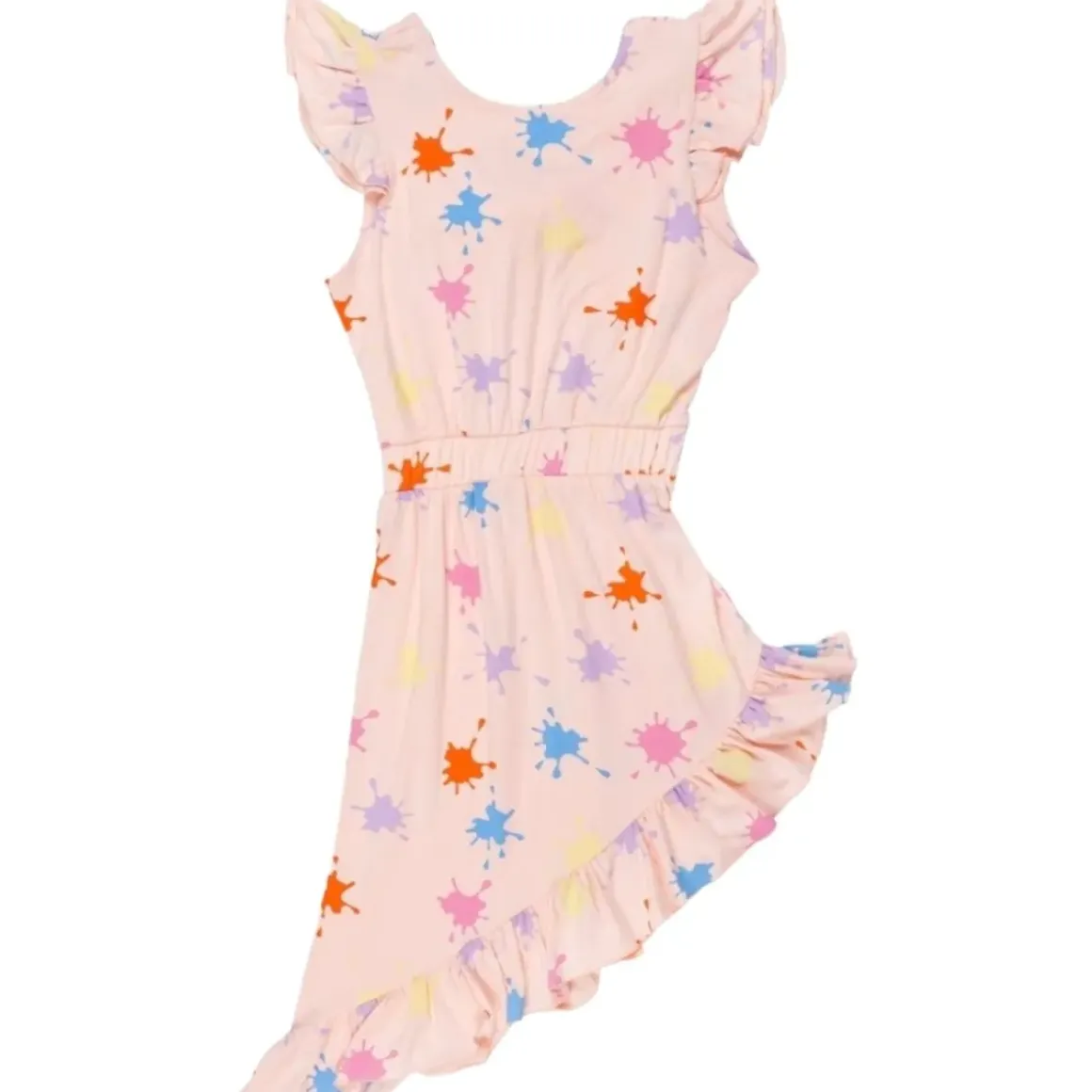 ALIA PAINT SPLATTER ASYMMETRICAL DRESS