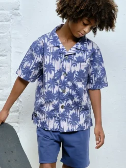 ALL OVER PALMS BUTTON DOWN TOP