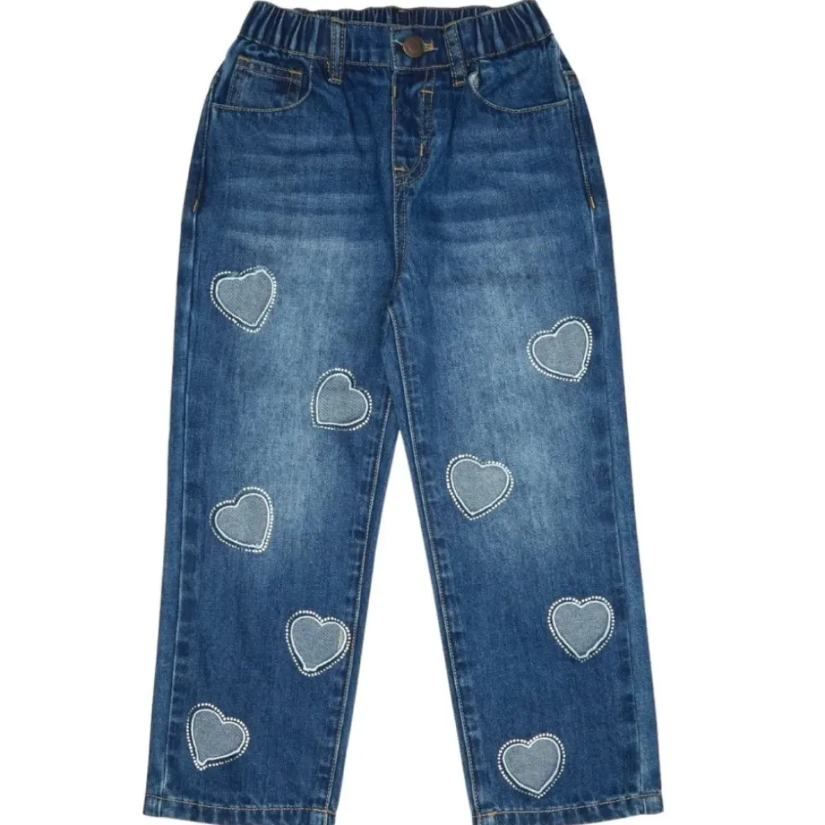 AMELIA CRYSTAL HEARTS DENIM PANTS