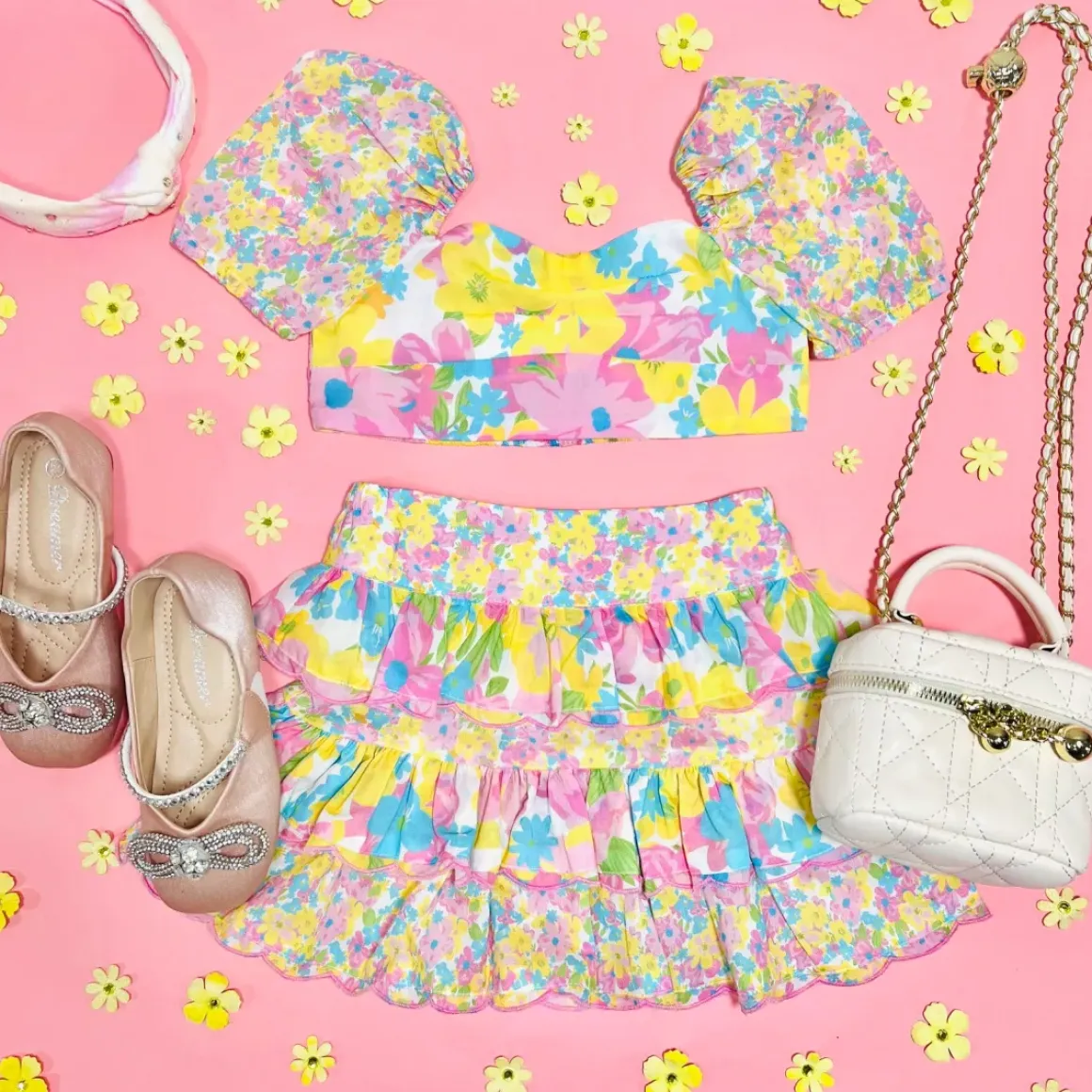 AMELIA PUFF SLEEVE TOP AND SKIRT SET