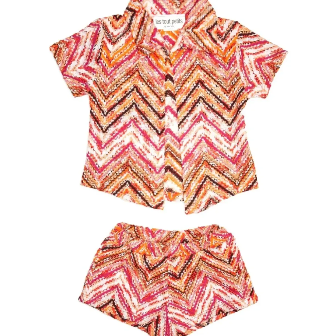 APRICOT ZIG ZAG OPEN TOP AND SHORTS COVER UP SET