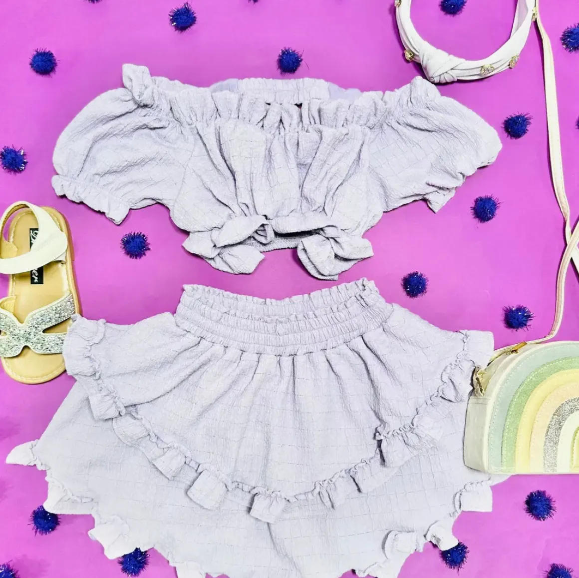 AURORA OFF THE SHOULDER TOP AND RUFFLE SKIRT SET