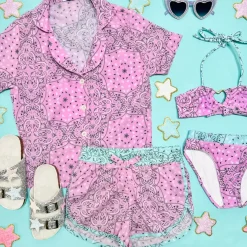 BANDANA BUTTON DOWN TOP AND SHORTS SET/ COVERUP