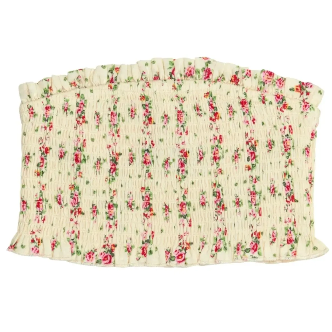 BEAU SHABBY CHIC FLORAL SMOCKED TUBE TOP