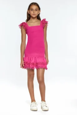 BELLE SMOCKED LACE TRIM DRESS