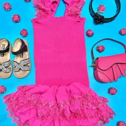BELLE SMOCKED LACE TRIM DRESS
