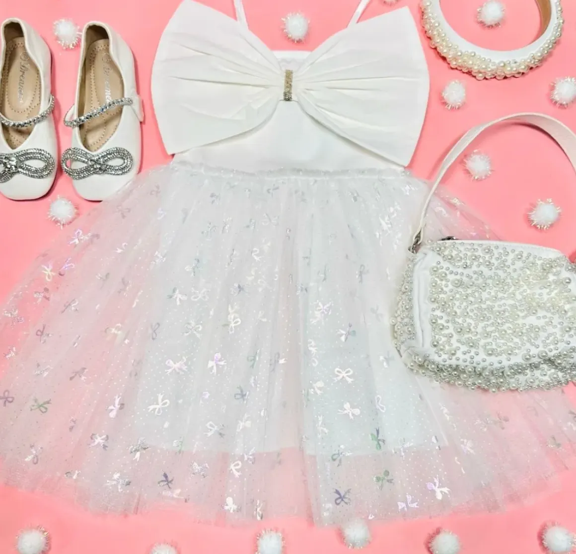 BIG BOW HOLOGRAPHIC TUTU DRESS