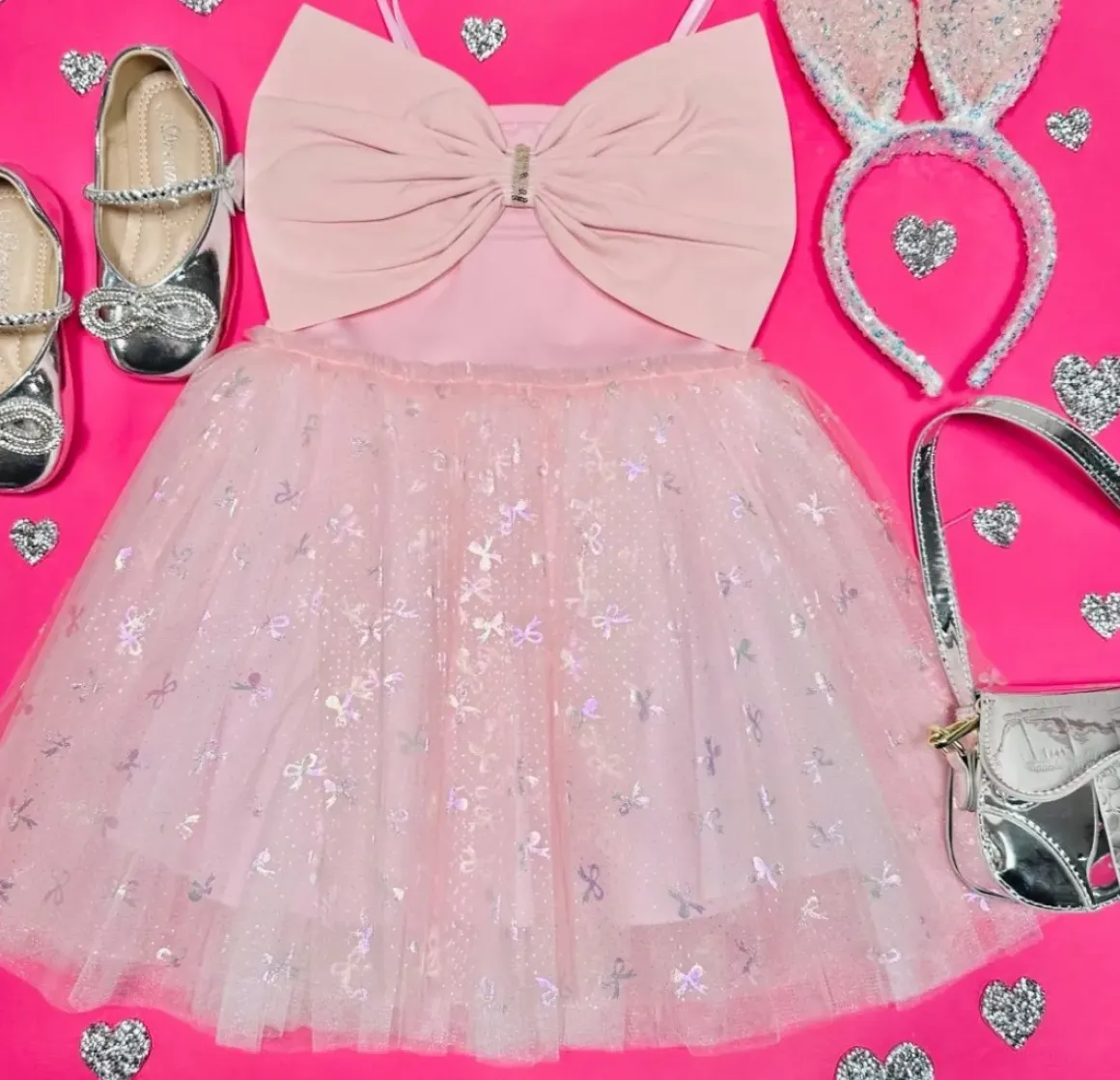 BIG BOW HOLOGRAPHIC TUTU DRESS
