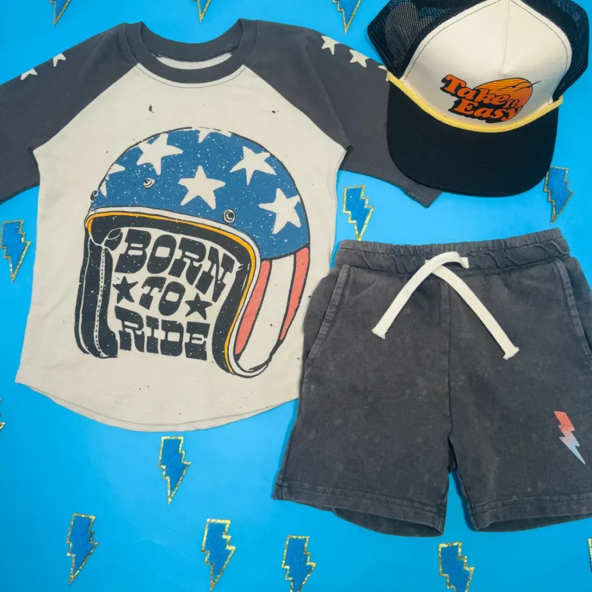 BORN TO RIDE RAGLAN TSHIRT