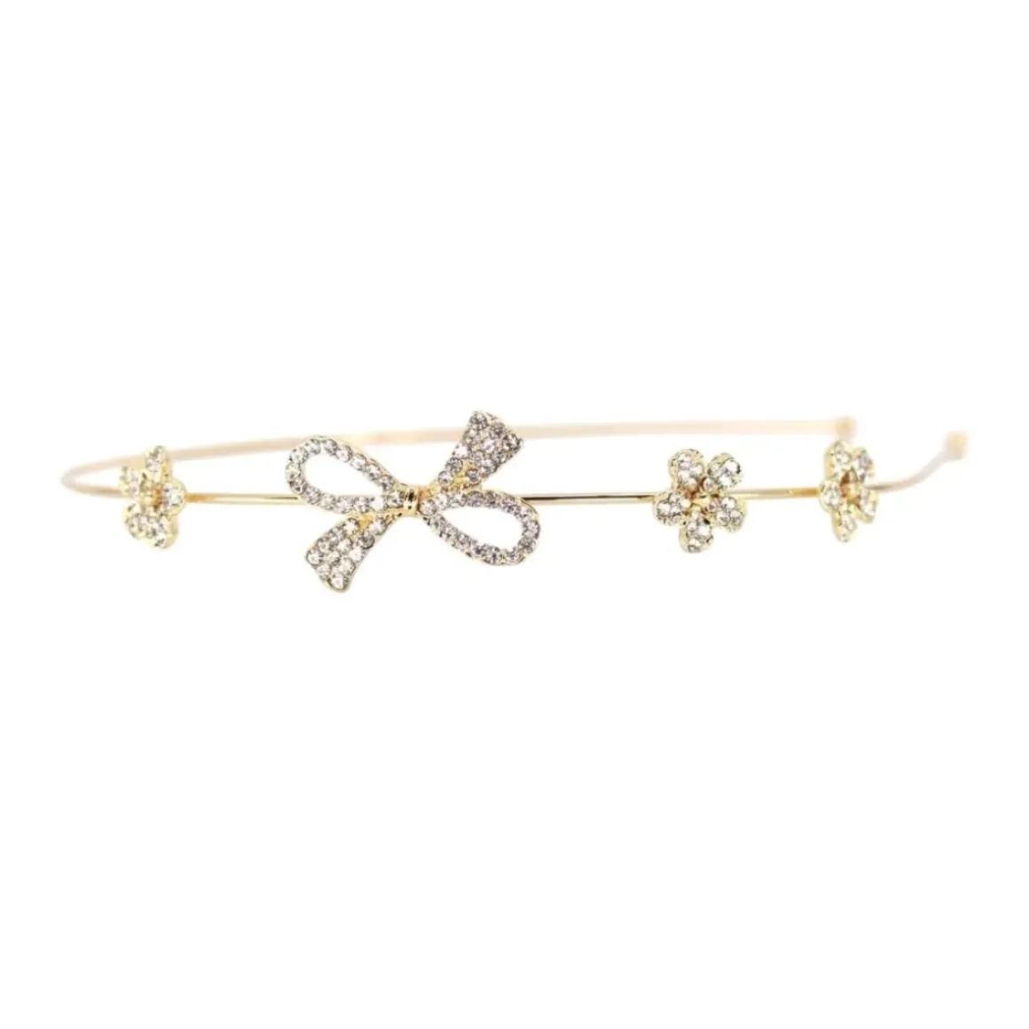 BOW & FLOWER METALLIC HEADBAND