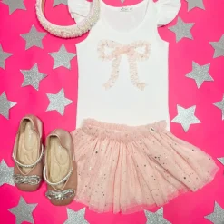 BOWS TANK TOP AND TUTU SPARKLE SKIRT SET