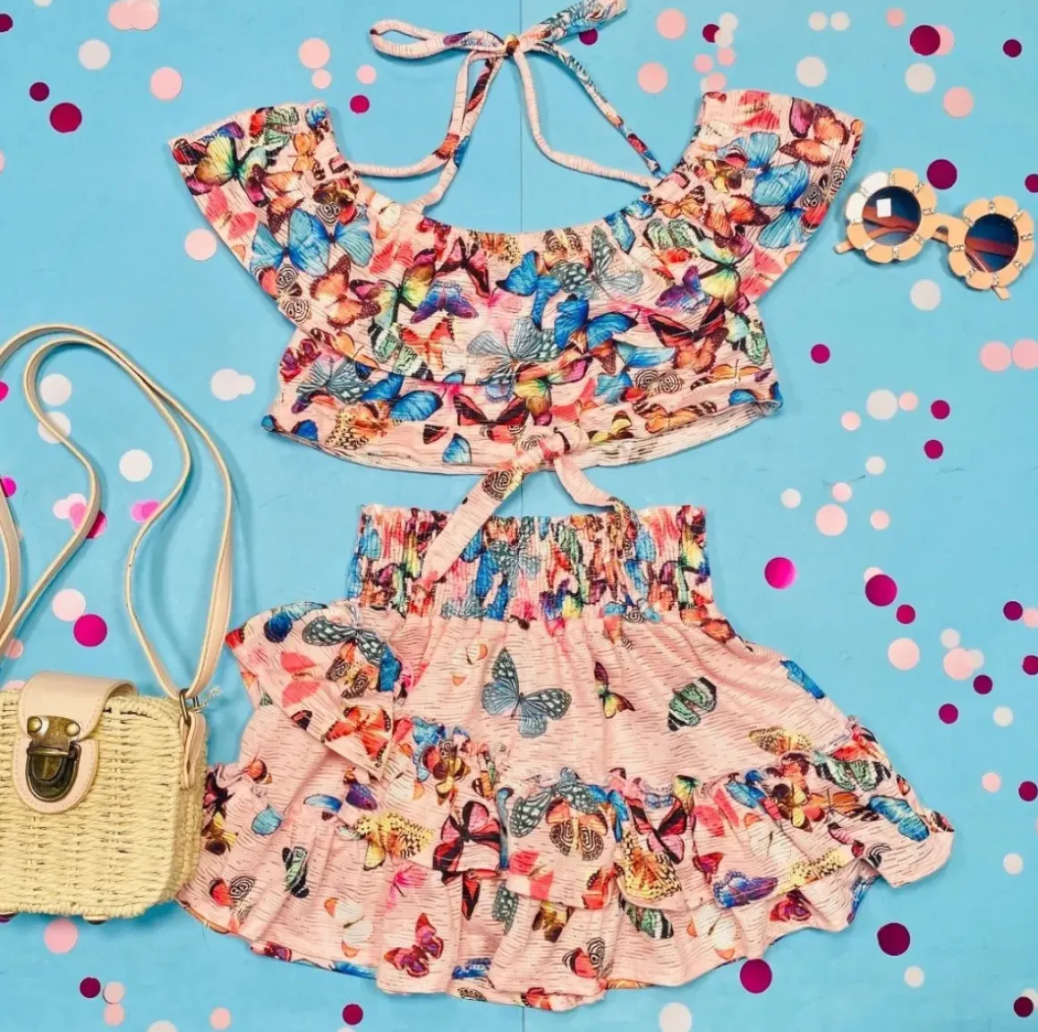 BUTTERFLY RUFFLE CROP TOP