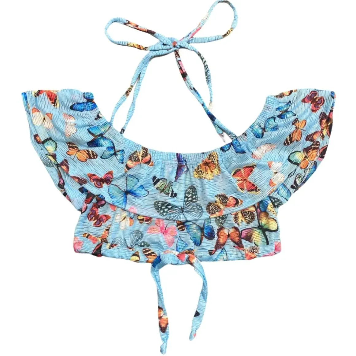 BUTTERFLY RUFFLE CROP TOP