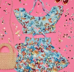 BUTTERFLY RUFFLE CROP TOP
