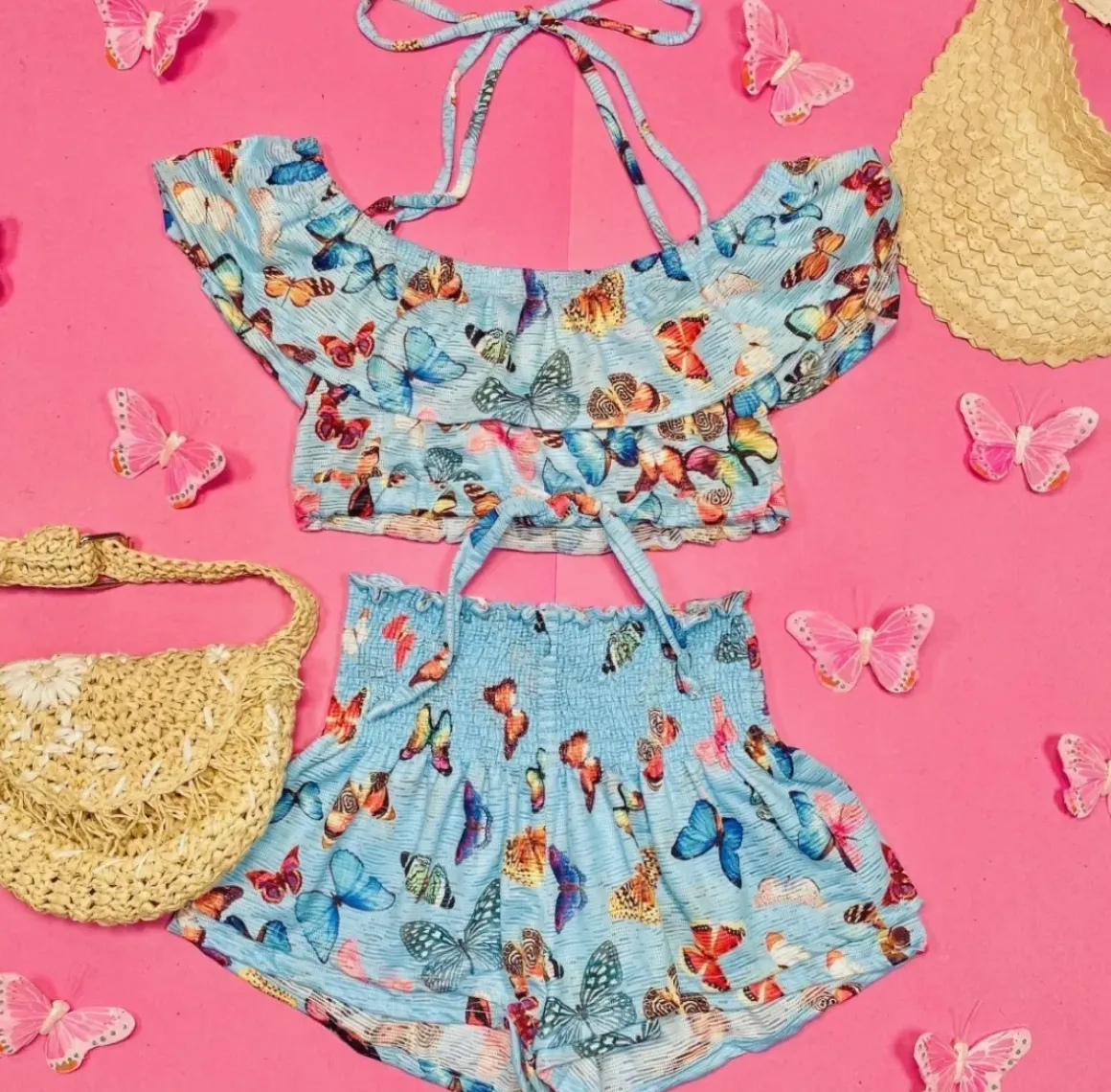 BUTTERFLY RUFFLE CROP TOP