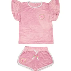 CALI SMILEY TERRY RUFFLE TOP AND SHORTS SET