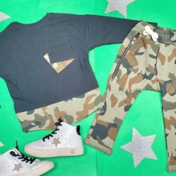 CAMO LONG SLEEVE TOP W/ SIDE ZIP
