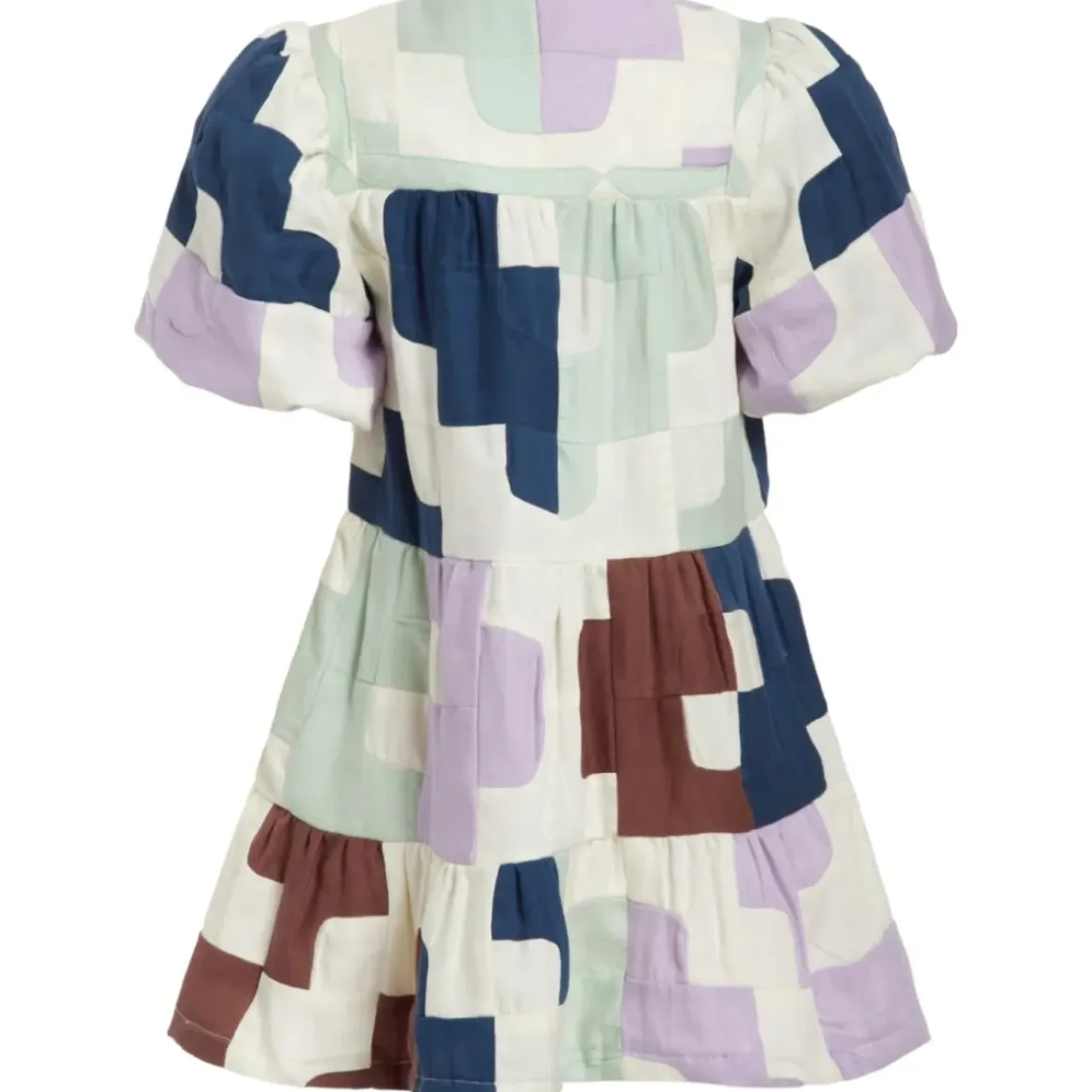 CARI PATCHWORK PUFF SLEEVE DRESS