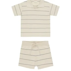 CHANDLER STRIPE KNIT POLO AND SHORTS SET