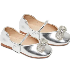 CHLOE METALLIC MACH CRYSTAL BOW SHOES