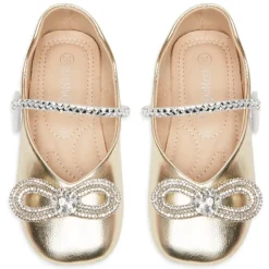 CHLOE METALLIC MACH CRYSTAL BOW SHOES