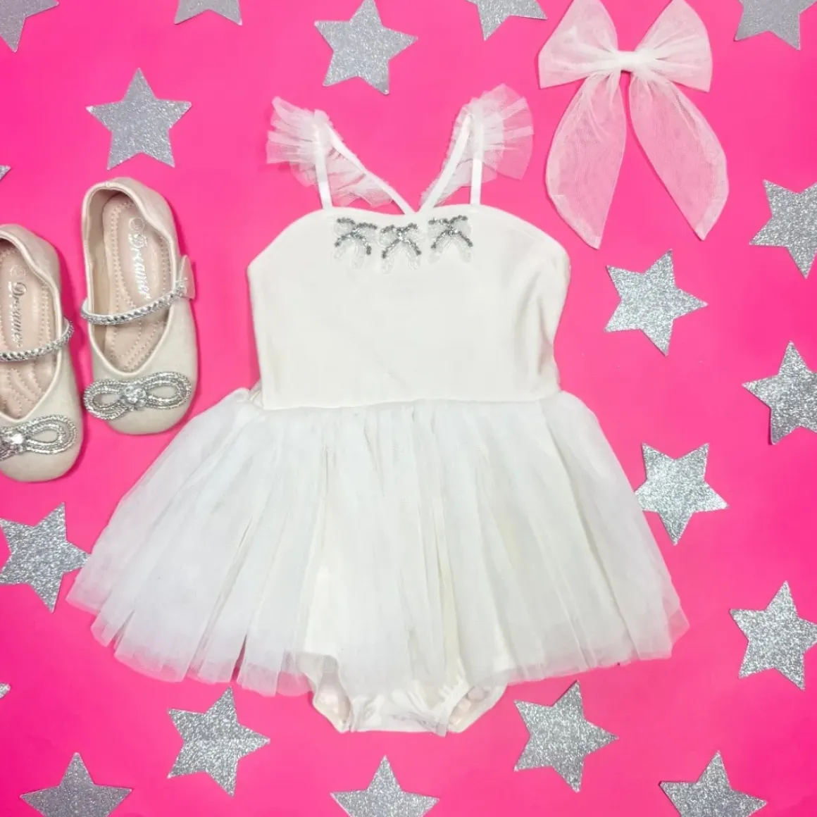 CLEMENTINE BOW TUTU ONESIE DRESS