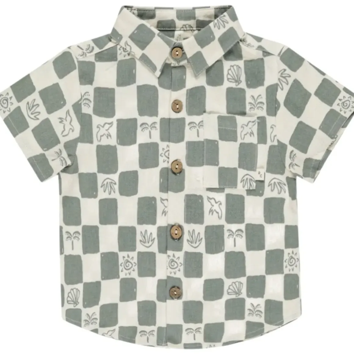 COASTAL CHECK BUTTON DOWN TOP