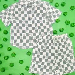 COASTAL CHECK BUTTON DOWN TOP