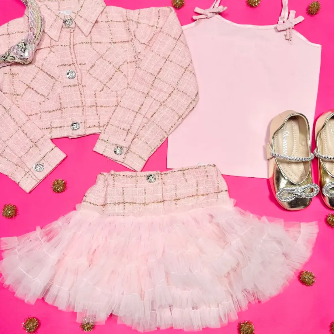 COCO TWEED JACKET, TOP, AND TUTU SKIRT SET