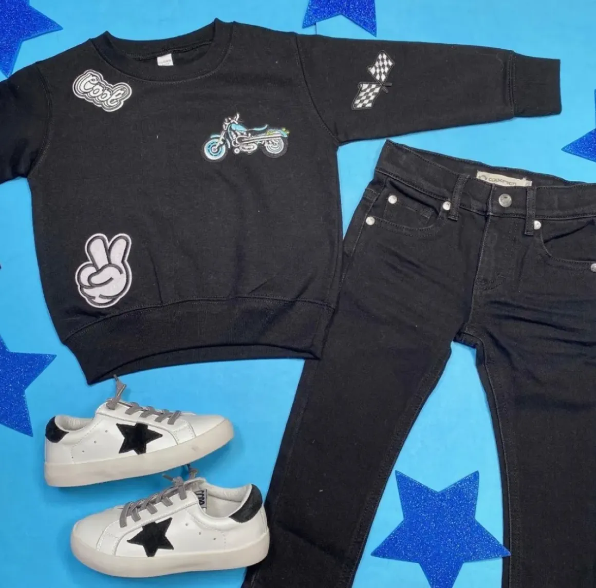 COOL MOTORCYCLE PATCHES SWEATSHIRT