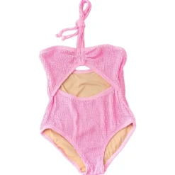 CRINKLE HALTER ONE PIECE SWIMSUIT