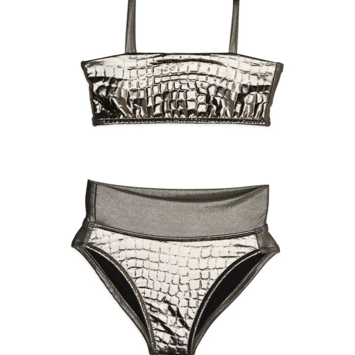 CROC EMBOSSED TWO PIECE BANDEAU BIKINI