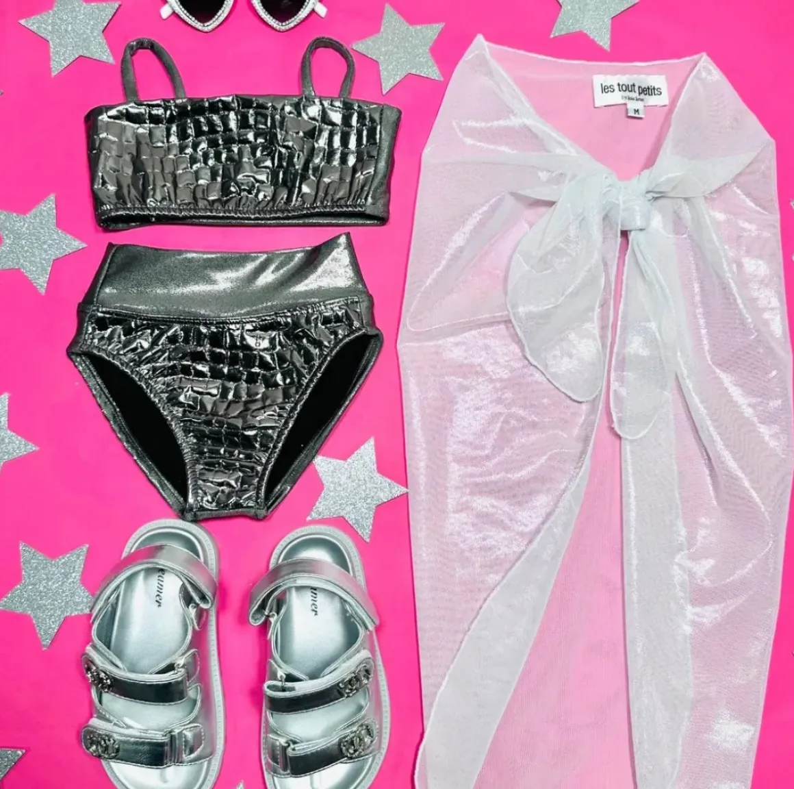 CROC EMBOSSED TWO PIECE BANDEAU BIKINI