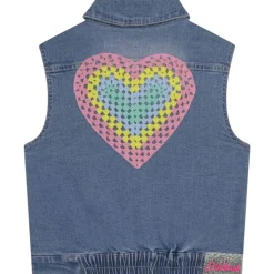CROCHET HEART DENIM VEST