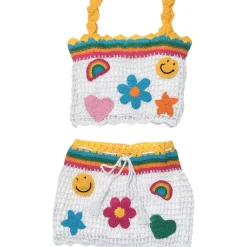 CROCHET ICON PATCHES TOP AND SKIRT SET