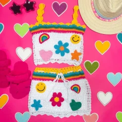 CROCHET ICON PATCHES TOP AND SKIRT SET