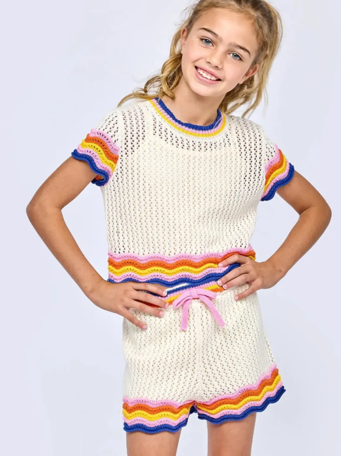 CROCHET SCALLOP SHORT SLEEVE TOP