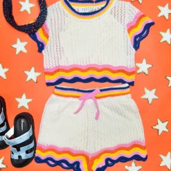 CROCHET SCALLOP SHORT SLEEVE TOP