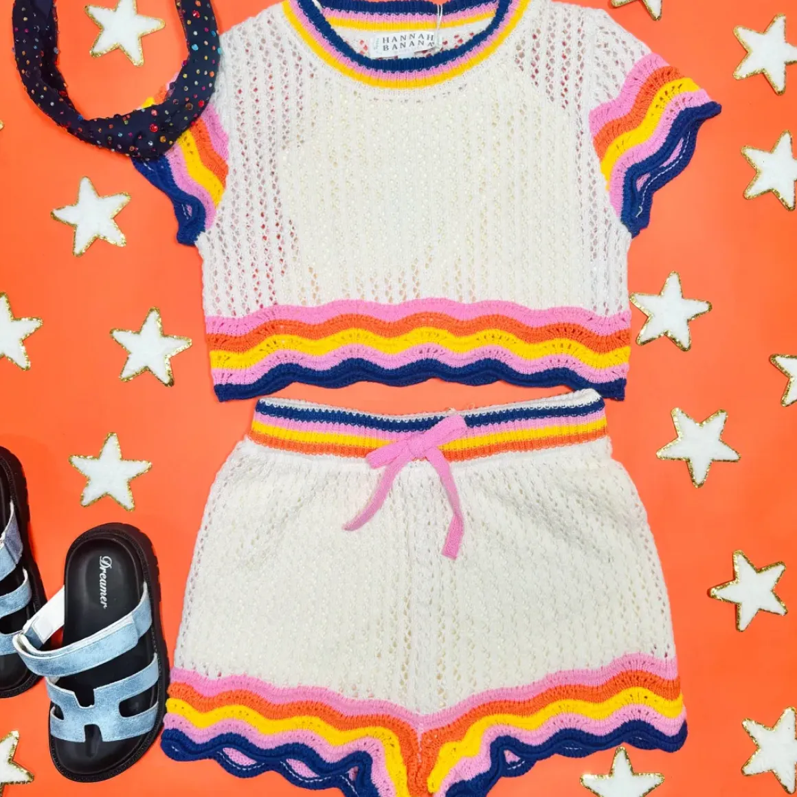 CROCHET SCALLOP SHORT SLEEVE TOP