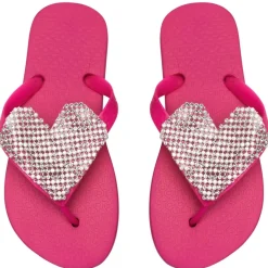 CRYSTAL HEART FLIP FLOP SANDALS