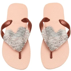 CRYSTAL HEART FLIP FLOP SANDALS