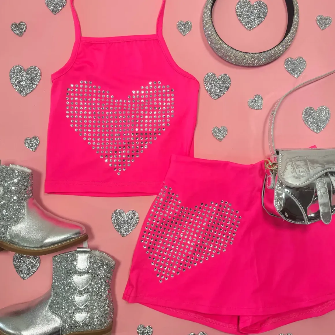 CRYSTAL HEART HALTER TOP