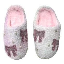 CRYSTALS & PEARL BOW SLIPPERS