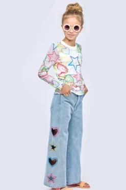 CUTOUT WIDE LEG JEANS