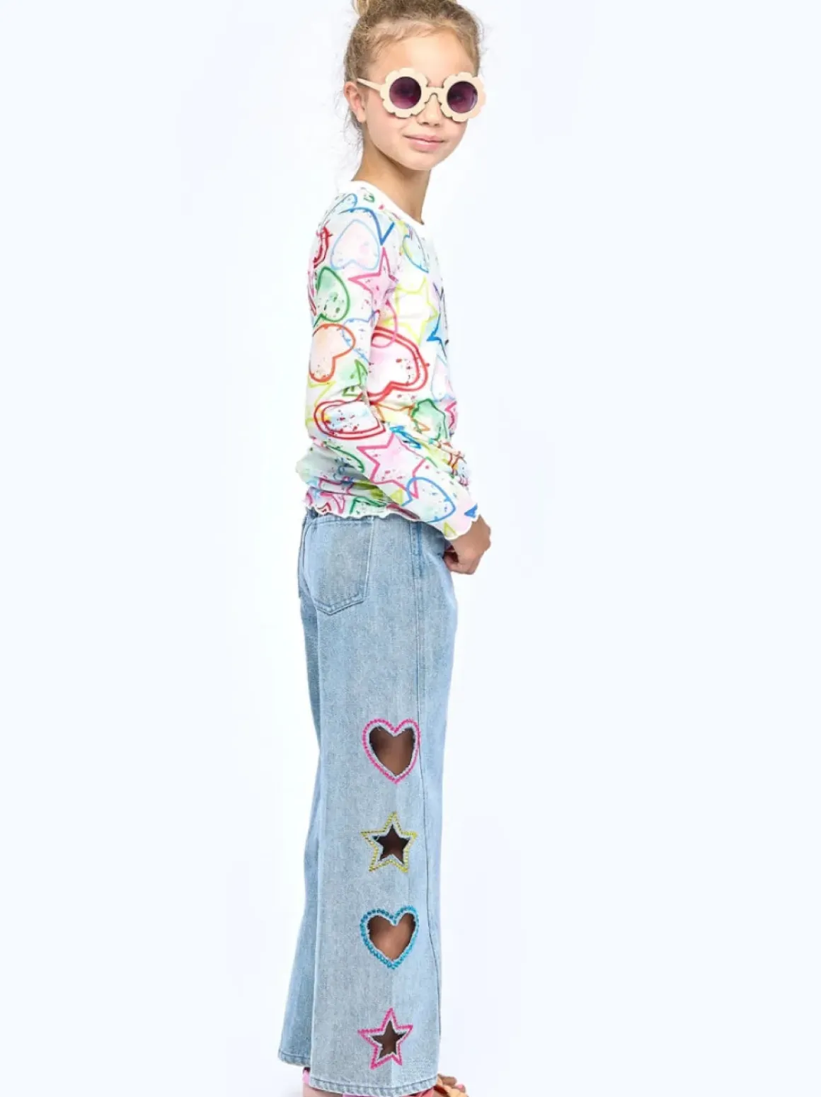 CUTOUT WIDE LEG JEANS