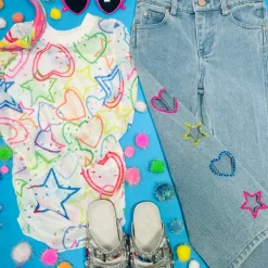 CUTOUT WIDE LEG JEANS