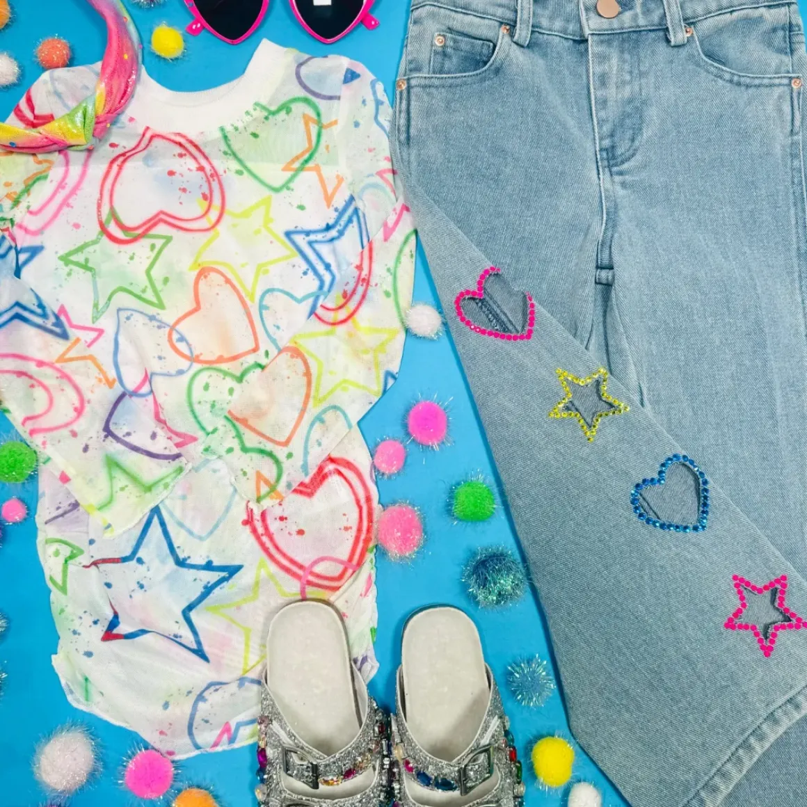 CUTOUT WIDE LEG JEANS