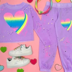 3D NEON HEART PAINT SPLATTER SWEATPANTS